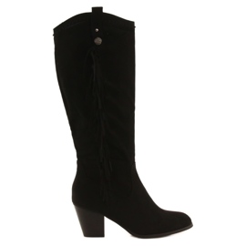 Schwarze warme Stiefel mit Voisine-Streifen