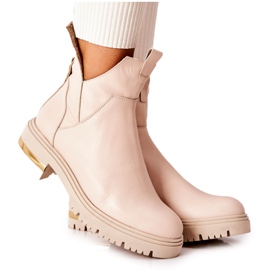 PA2 Lederstiefel mit Ausschnitt Beige Tanya