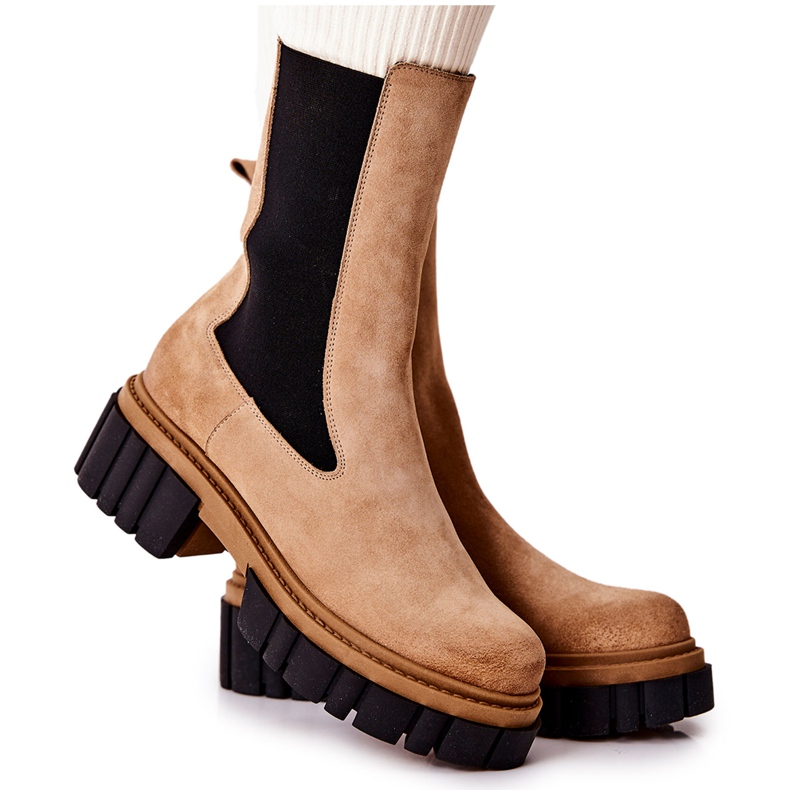 Lederstiefel Arbeiter Laura Messi Beige 2421