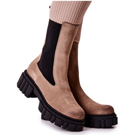 Lederstiefel Workers Laura Messi Dunkelbeige 2421 braun