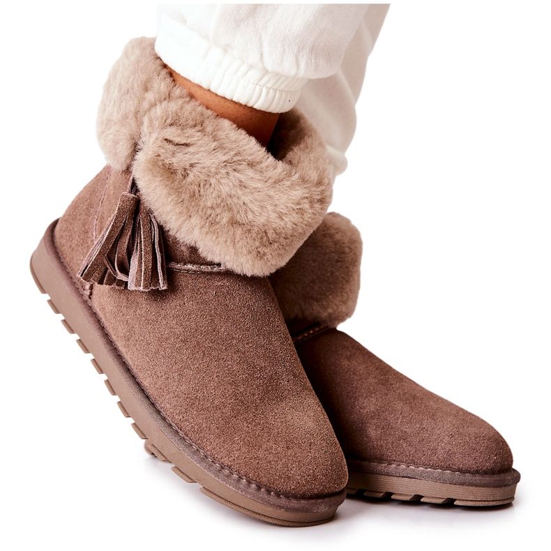 FS1 Mukluki Warme Schneestiefel Fransen Brown Sorella braun