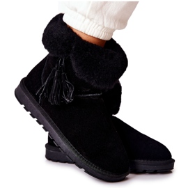 FS1 Mukluki Warme Schneestiefel Fringes Black Sorella schwarz