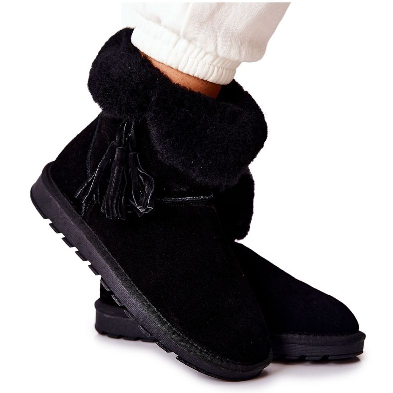 FS1 Mukluki Warme Schneestiefel Fringes Black Sorella schwarz