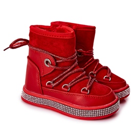 FR1 Rote Kinder-Schneestiefel mit Zirkonia Wellma