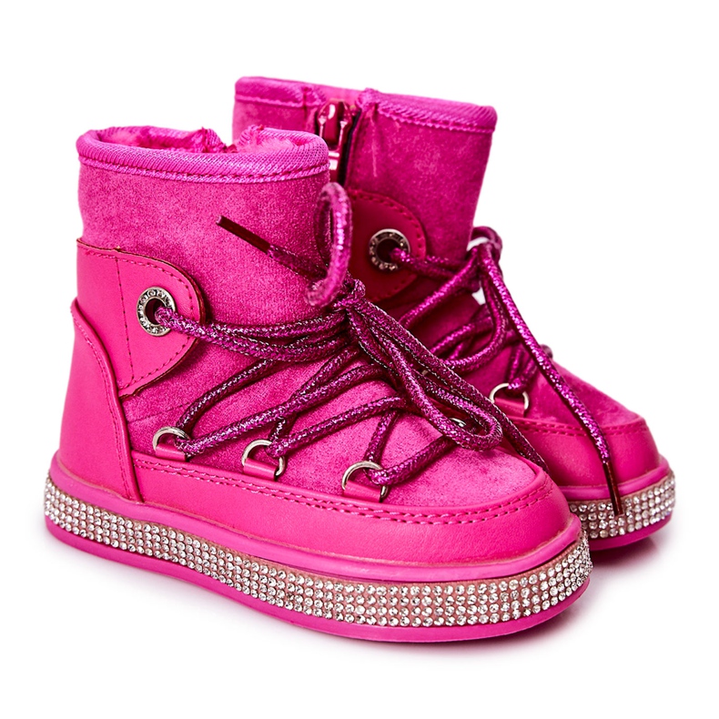 FR1 Kinder-Schneestiefel mit Zirkonia Wellma Fuchsia rosa