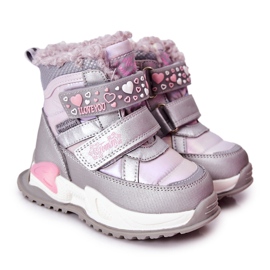 PJ2 Warme Kinder-Schneestiefel Silver-Pink Chilly violett rosa silber-