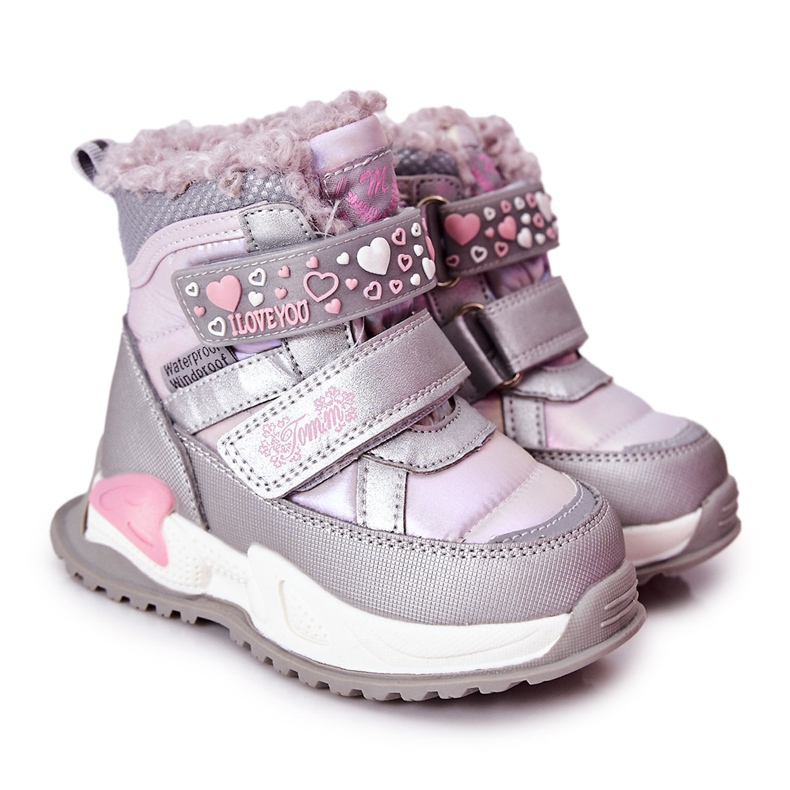 PJ2 Warme Kinder-Schneestiefel Silver-Pink Chilly violett rosa silber-