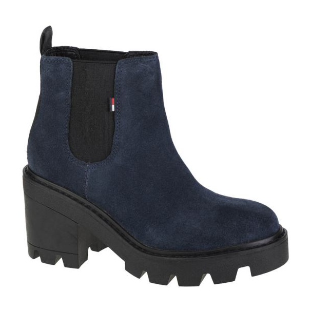 Tommy Hilfiger Essential Suede Mid Heel Boot W EN0EN01093-C87 navy blau