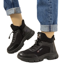 Schwarze, isolierte Damenstiefel mit Adalgis-Gummiband