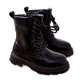 FR1 Klassische schwarze Kinderstiefel mit Reißverschluss Clarika