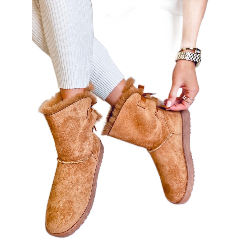 Damen-Schneestiefel mit Tosse Camel Schleifen beige gelb