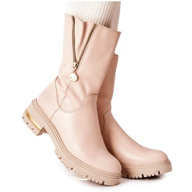 PA2 Warme Lederstiefel Beige Florency Stiefel