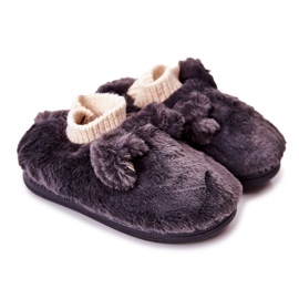 Warme Hausschuhe mit geripptem Dunkelgrau Dessi