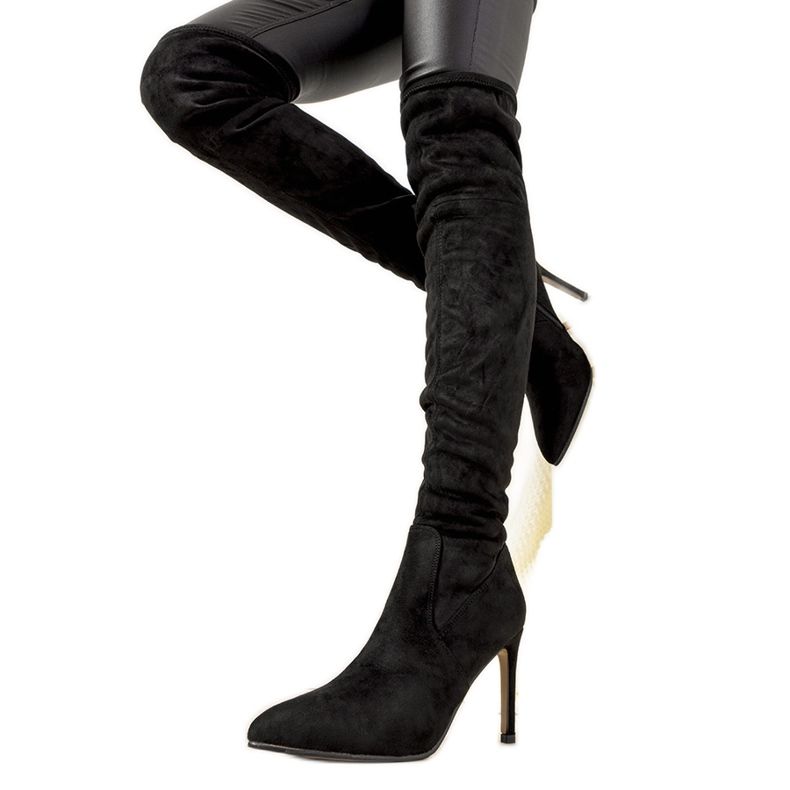 Schwarze Aloe isolierte Stiletto-Stiefel für Damen
