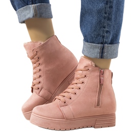 Rosa Sneaker mit Keilabsatz Lara