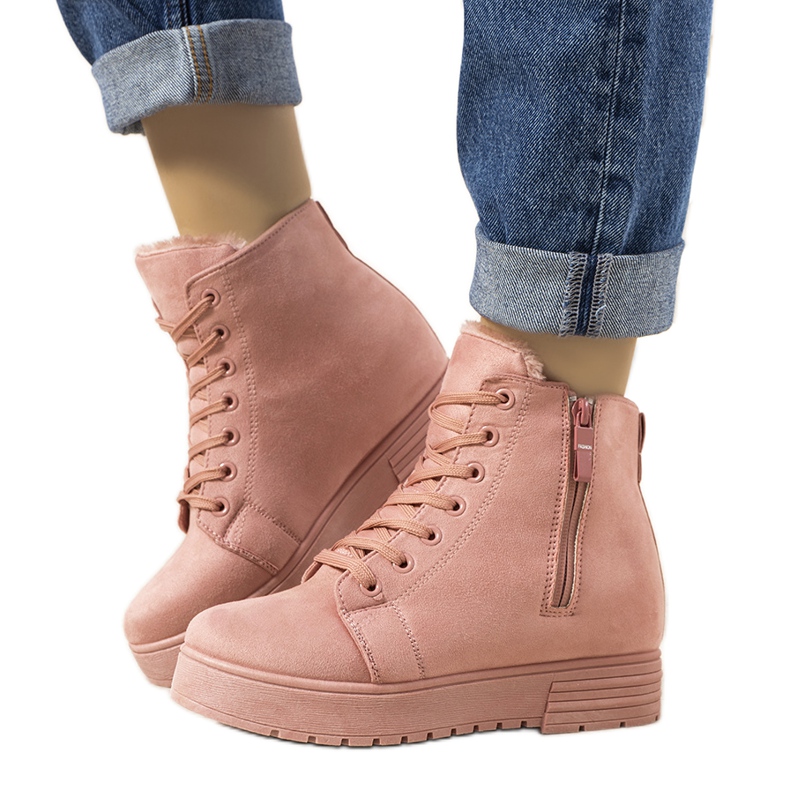 Rosa Sneaker mit Keilabsatz Lara