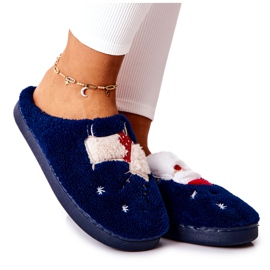 WJ1 Weihnachtspantoffeln Weihnachtsmann und marineblaues Rentier