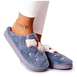 WJ1 Weihnachtspantoffeln Weihnachtsmann und graues Rentier