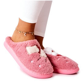 WJ1 Weihnachtspantoffeln Weihnachtsmann und rosa Rentier