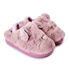 WJ1 Kinderhausschuhe Kätzchen mit violetten Ohren Tammy lila