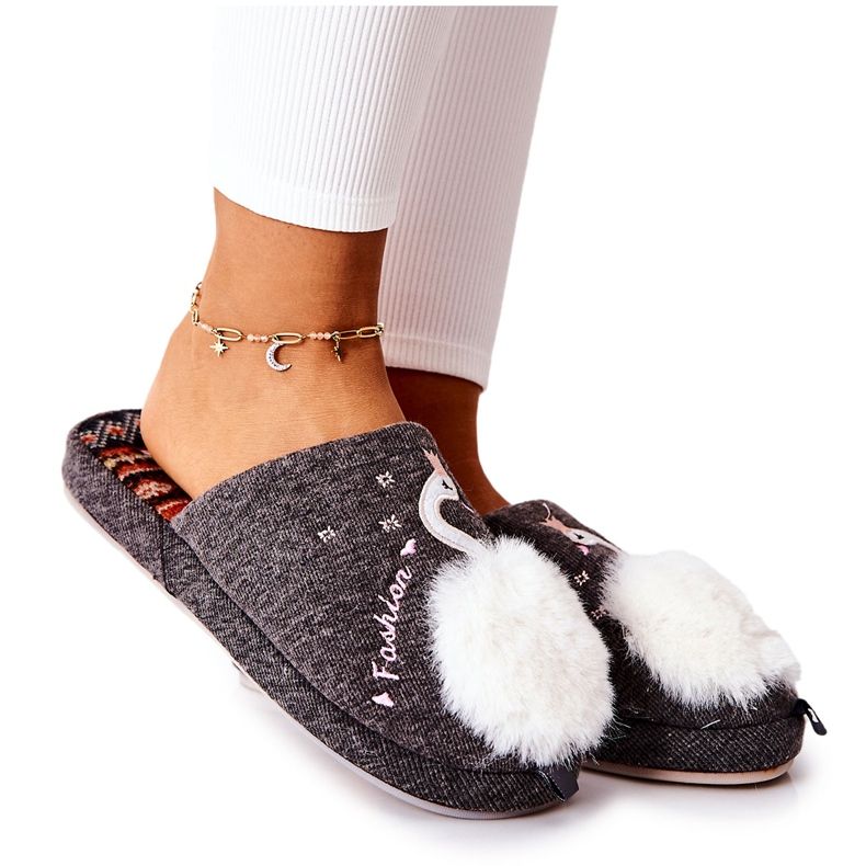 Warme Hausschuhe Grey Rey's Swan grau