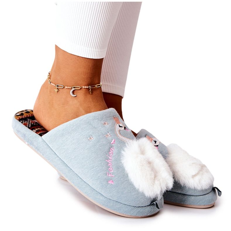 Warme Hausschuhe Blue Rey's Swan blau