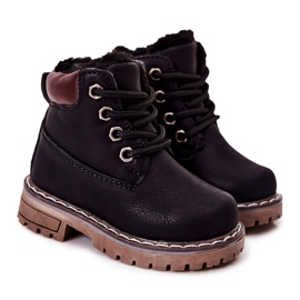 WT1 Schwarze isolierte Trappers Stiefel für Kinder Black Royals