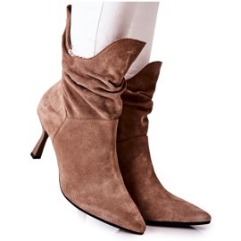 Lederstiefel mit hohem Absatz Laura Messi 2427 Dunkelbeige braun
