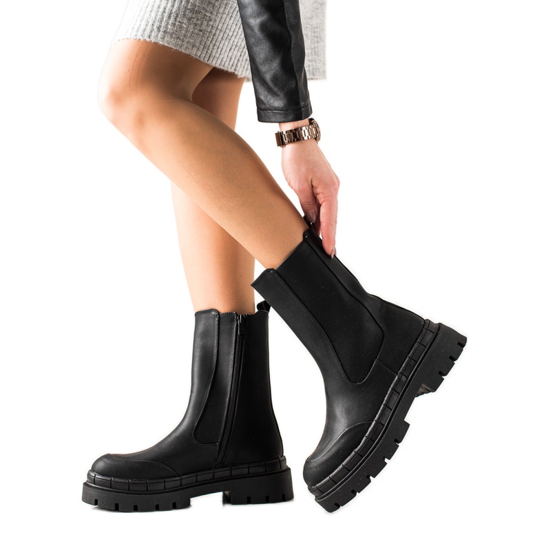 Seastar Hohe Stiefel mit Öko-Leder schwarz