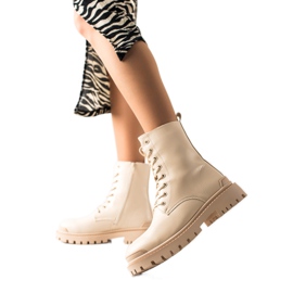 Bona Schnür-Worker mit Öko-Leder beige