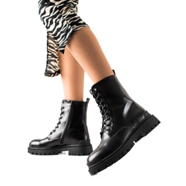 Bona Schnür-Worker mit Öko-Leder schwarz