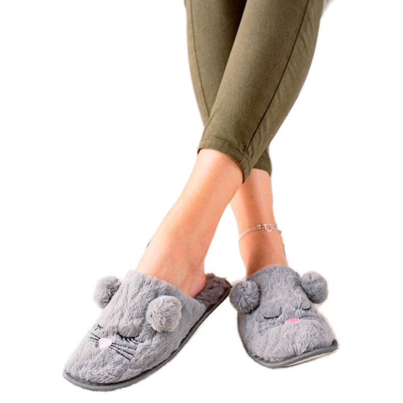 Evento Warme Hausschuhe grau