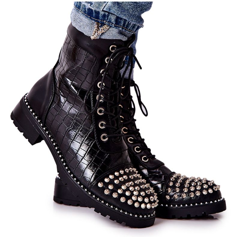 WT1 Schwarze Sorela-Stiefel mit Reißverschlüssen