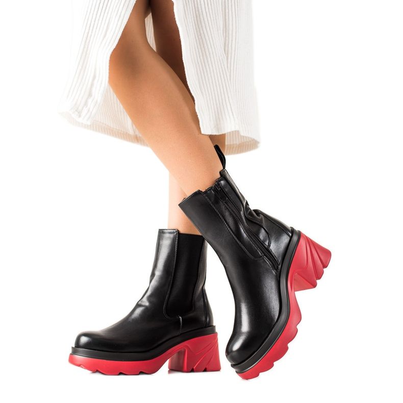 Seastar Stiefel mit bunter Plattform schwarz