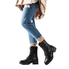 Laura Mode Schnürstiefel mit Öko-Leder schwarz