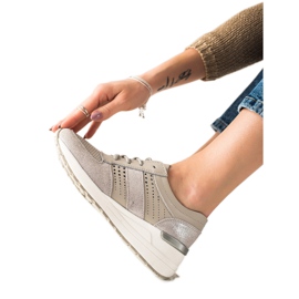 Evento Silberne Turnschuhe aus Leder beige
