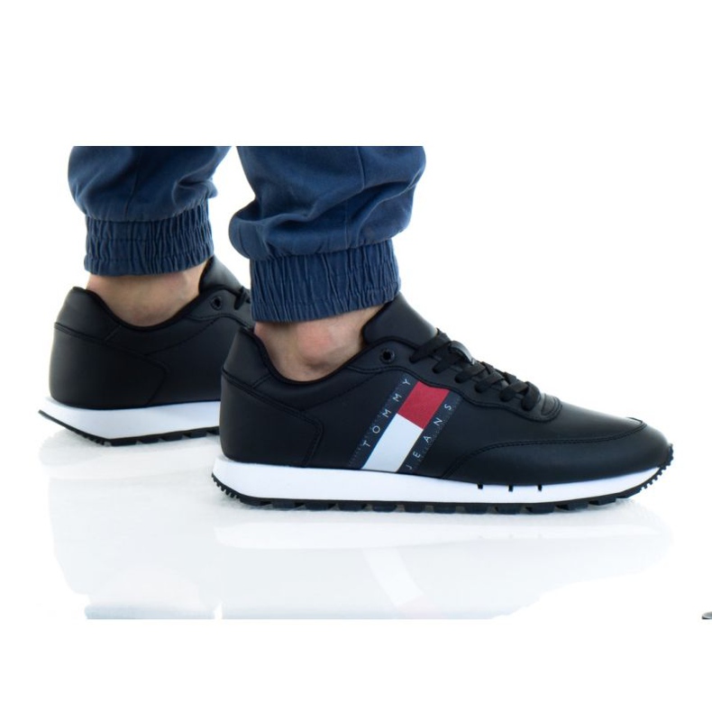 Tommy Hilfiger Tommy Jeans Leder Bds M EMOEM00898 Schuhe weiß schwarz rot