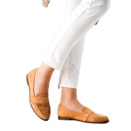 Evento Klassische Wildleder-Loafer beige gelb