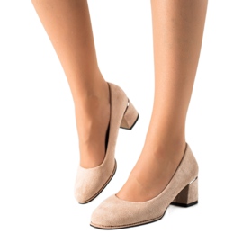 Sabatina Wildlederpumps mit Zirkonia beige