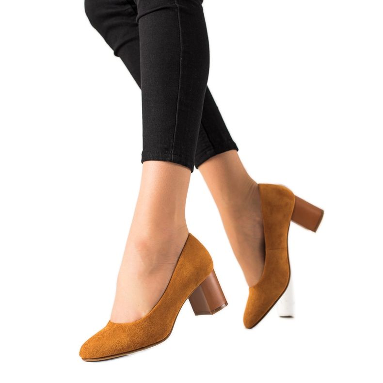 M.Daszyński Kamelpumps braun gelb