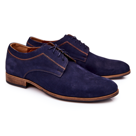 Bednarek Polish Shoes Lederschuhe aus Nubukleder Bednarek 684 Marineblau braun