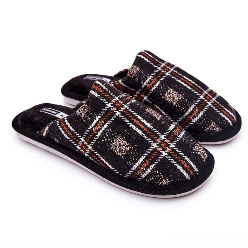 WJ1 Warme, braun karierte Whisper-Slipper für Herren beige