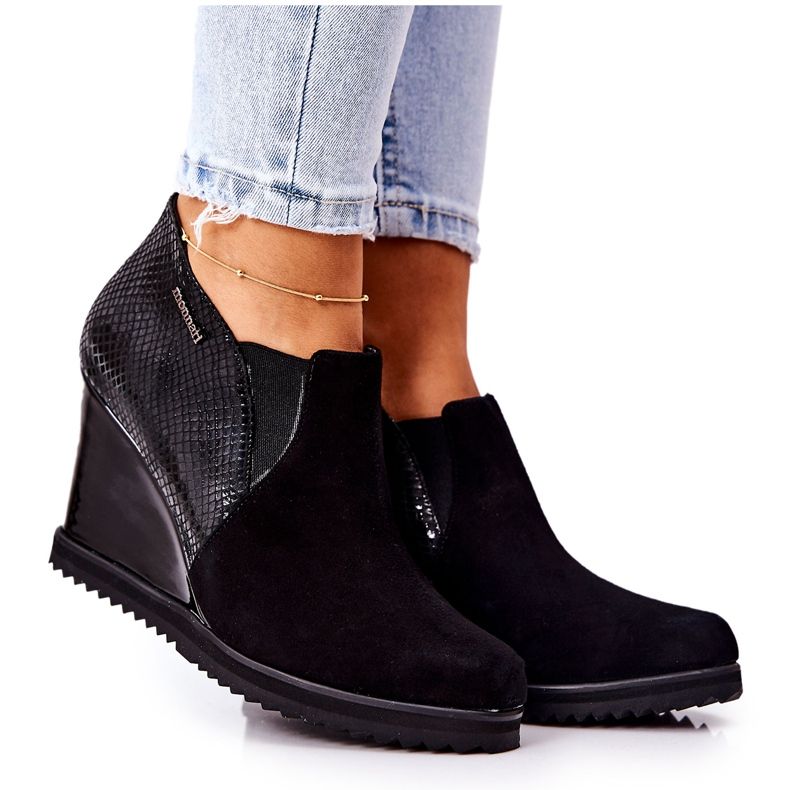 Stiefel mit Keilabsatz Tiermuster Monnari 0990-020 Schwarz