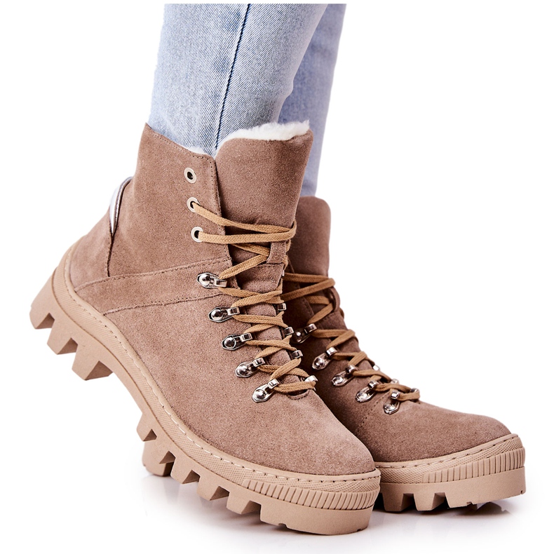 PF1 Warme Wildlederstiefel Sand Sandstorm beige