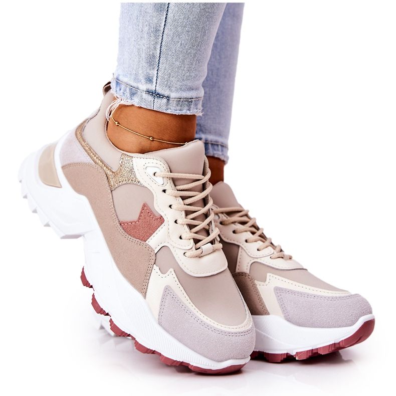 Sportschuhe auf der Beige-Rosa-Berenice-Plattform