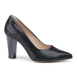 Marco Shoes Schwarze Pumps aus poliertem Fensterleder