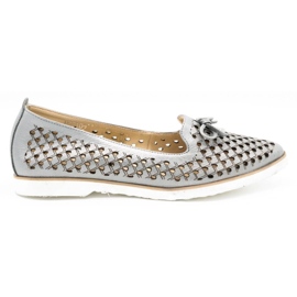 Cortesini Silberne durchbrochene Lederschuhe für Damen 02210