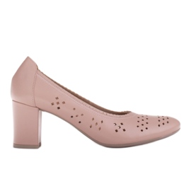 Marco Shoes Beige Pumps an einem Pfosten mit perforiertem Motiv