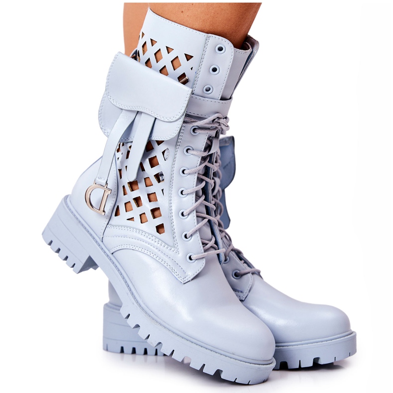 PS1 Durchbrochene Stiefel mit der Niere Blue Rock Star blau