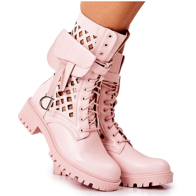 PS1 Durchbrochene Stiefel mit der Niere Pink Rock Star rosa
